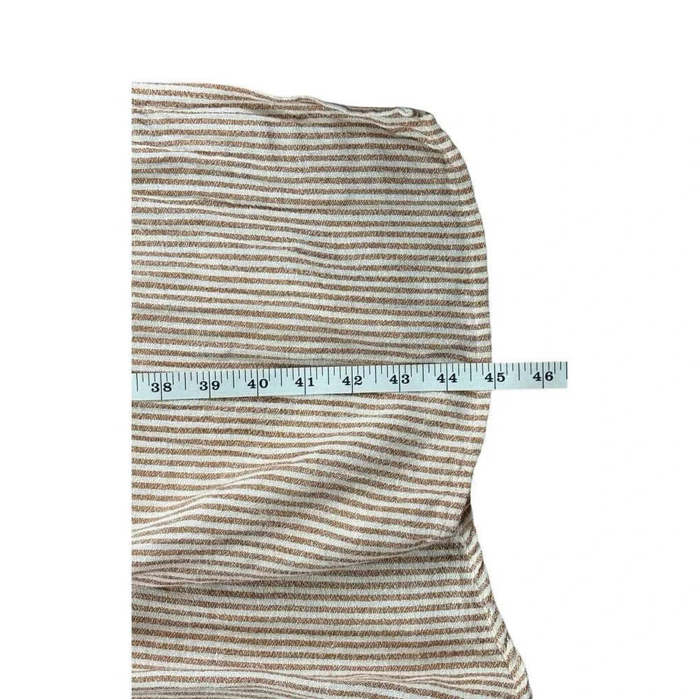 Free People Cotton Linen Blend Cardigan Duster Women's XS Brown White Stripes